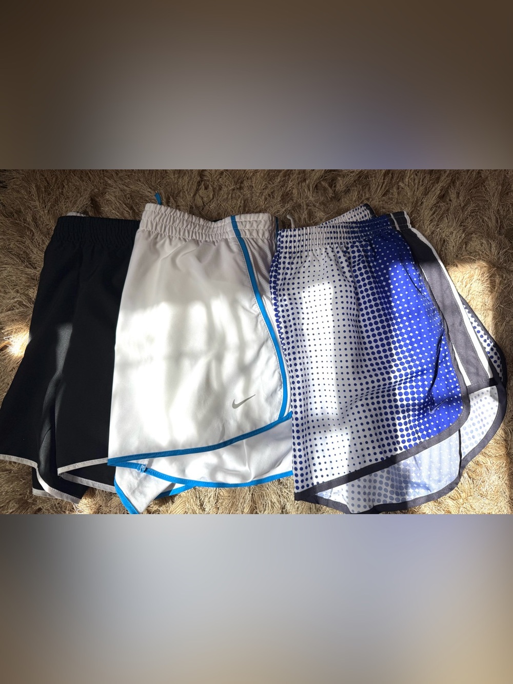 Nike Women's Black, White & Blue Athletic Shorts Trio